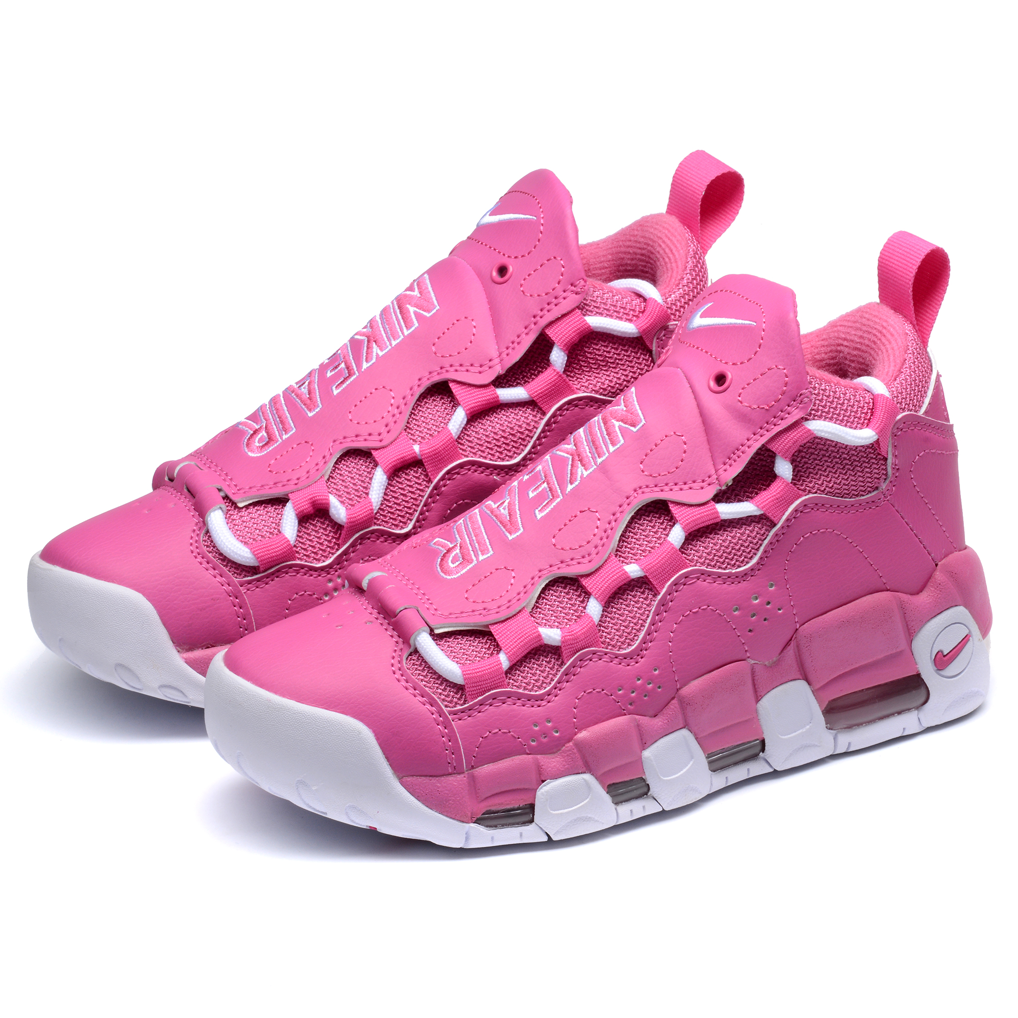 Men Nike Air More Money QS Pink White Shoes - Click Image to Close
